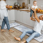 KIMODE Anti Fatigue Kitchen Mats 17"x47"+17"x29", Abstract Kitchen Rugs Sets of 2, Non Slip Kitchen Mats for Floor, Cushioned Comfort Standing Mats for Sink, Laundry, Office, Desk Multi-Blue