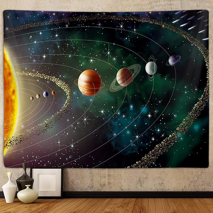 Outer Space Planet Tapestry, Universe Galaxy Solar System Earth Art Tapestries Wall Hanging for Kids Men Bedroom College Dorm Living Room Office Science Decor 60X40", Cool Hippie Blanket Poster