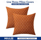 MIULEE Pack of 2 Decorative Burlap Linen Throw Pillow Covers Modern Farmhouse Pillowcase Rustic Woven Textured Cushion Cover for Sofa Couch Bed 18x18 Inch Rust