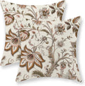 Brown Pillow Covers 20x20 Set of 2 Brown Chinoiserie Floral Throw Pillows Boho Vintage Flowers Decorative Pillow Cases Outdoor Chinoiserie Decor Farmhouse Linen Cushion Cover for Couch Sofa