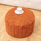 Handmade Unstuffed Ottoman Pouf Cover – Versatile Storage Footstool & Floor Pouf for Living Room, Bedroom, or Wedding Decor | 20" Diameter x 14" Height | Filler Not Included (Burnt Orange)