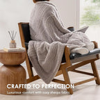 EverGrace Cable Jacquard Sherpa Fleece Throw Blanket for Couch, Super Soft Cozy Fuzzy Plush Blankets for All Seasons, Reversible Thick Warm Blanket for Bed, Sofa, Living Room, Silver Gray, 50" x 60"