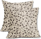 Dark Brown Floral Pillow Covers 16x16 Set of 2 Vintage Rustic Old Style Cute Small Flower Print Decorative Outdoor Pillowcases Farmhouse Throw Cushion Case Decor for Couch Sofa Bed