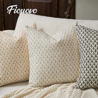 Floral Pillow Covers 18x18 Pillow Cover Block Print Couch Pillows for Living Room Decorative Neutral Accent Throw Pillow Covers, 1PC, Light Taupe