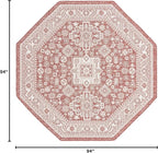 Rugs.com Outdoor Aztec Collection Rug – 8 Ft Octagon Rust Red Flatweave Rug Perfect for Living Rooms, Kitchens, Entryways