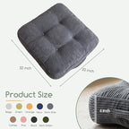 HIGOGOGO 6" Extra Thick Floor Pillow Cushion for Adults, Meditation Cushion Pillow, Large Square Floor Sitting, Tufted Corduroy Cover, for Tatami Living Room or Yoga, 22x22 Inch, Dark Grey