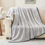 EMME Soft Sherpa Fleece Blanket Reversible Plush Fluffy Large Blanket, Light Weight Warm Decorative Boho Blanket Cover for Sofa, Couch, Bedroom,Travel(Black,90"x90")
