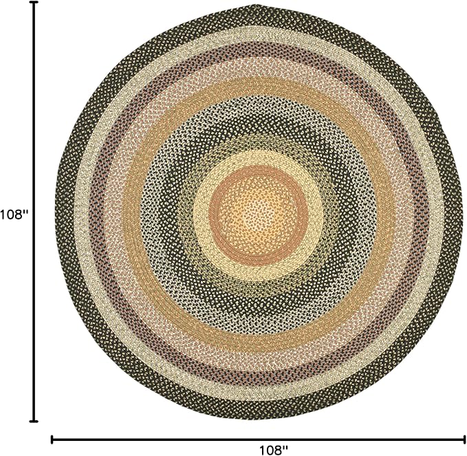 SAFAVIEH Washable Rug Outdoor Braided Collection - 9' Round, Multi, Handmade & Reversible, Non-Shedding & Easy to Clean, Ideal for Patio, Backyard, Mudroom (BRD308A)