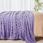NEWCOSPLAY Super Soft Queen Blanket Lavender Premium Silky Flannel Fleece 3D Clouds Stylish Jacquard Lightweight Bed Blanket All Season Use 350GSM (Lavender, Queen(90"x90"))
