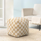 Anji Mountain Pouf Ottoman Foot Rest, Handmade Ottoman Pouf, Comfortable Foot Stool, Decorative Floor Seating for Living Room Decor, Bedroom & Home Décor Accent - Beige