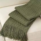 BATTILO HOME Throw Blanket for Couch, Textured Knit Throw, Olive Green Throws for Home Decor, Soft Blanket Throw for Bedroom Decor Housewarming Gifts, 50"x60"