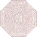 Rugs.com Outdoor Aztec Collection Rug – 8 Ft Octagon Pink Flatweave Rug Perfect for Living Rooms, Kitchens, Entryways