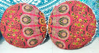 CRAFT KALA Mandala Floor Pillow Cushion Cover Seating Throw Cover Hippie Decorative Bohemian Ottoman Poufs Pom Pom Pillow Cases Boho Indian Cotton Living Room Home Décor 24" Round Set Of 2, Red Mirchi