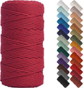 NOANTA Red Macrame Cord 3mm x 220yards, Colored Macrame Rope Cotton Rope Macrame Yarn, Colorful Cotton Craft Cord for Wall Hanging, Plant Hangers, Crafts, Knitting