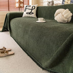 ROOMLIFE Green Waterproof Sofa Cover, Boho Couch Cover for 3 Cushion Sofa, Non Slip Chenille Sofa Slipcovers for Dog, Washable Furniture Sofa Protector Cover with Tassel for Living Room, 71''X150”
