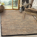 Chardin home 3x5 Jute Cotton Handwoven Area Rug | Braided Boho Farmhouse Rug in Natural Jute/Black | Rustic Vintage Floor Covering for Living Room, Bedroom, Kitchen, and Entryway