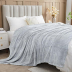 NEWCOSPLAY Super Soft Queen Blanket Frosty Dark Grey Premium Silky Flannel Fleece Leaves Pattern Lightweight Bed Blanket All Season Use (Frosty Dark Grey, Queen(90"x90"))