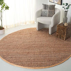 SAFAVIEH Natural Fiber Collection Area Rug - 9' Round, Natural, Handmade Farmhouse Jute, Ideal for High Traffic Areas in Living Room, Bedroom (NF730C)