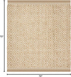 SAFAVIEH Natural Fiber Collection Area Rug - 6' Square, Ivory & Natural, Handmade Boho Diamond Tassel Jute, Ideal for High Traffic Areas in Living Room, Bedroom (NF266A)