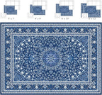 Lessymo Area Rugs 9x12 Living Room- Large Area Rug Machine Washable Area Rug for Bedroom Living Room, Vintage Rugs Boho Floral Medallion, Non-Slip Rubber, Low Pile, Kid & Pet Friendly, Blue White