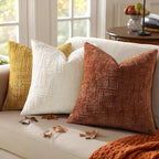 decorUhome Rust Chenille Throw Pillow Covers 16x16 Set of 2 Textured Soft Cozy Slubby Couch Pillow Covers Modern Farmhouse Boho Decorative Pillow Cases for Bed Sofa Living Room
