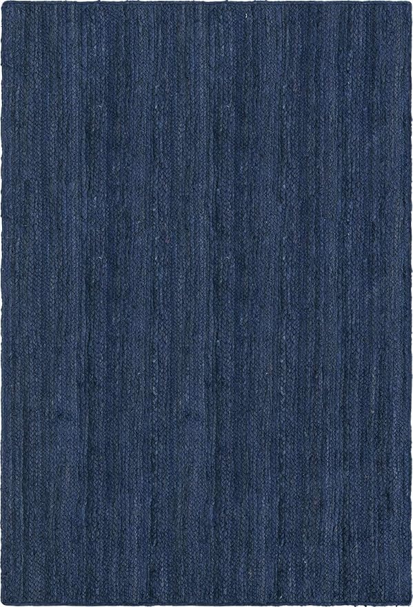 Unique Loom Braided Jute Collection Area Rug - Dhaka (4' 1" x 6' 1" Rectangle, Navy Blue)