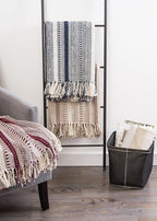 DII Braided Striped Decorative Throw Blanket, 50x60, BlackBerry