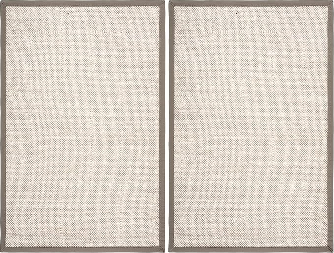 Safavieh Natural Fiber Collection Accent Rug - 2' x 3', Marble & Khaki, Border Sisal Design, Easy Care, Ideal for High Traffic Areas in Entryway, Living Room, Bedroom (NF143E) (Pack of 2)