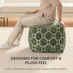 Anji Mountain Pouf Ottoman Foot Rest, Handmade Ottoman Pouf, Comfortable Foot Stool, Decorative Floor Seating for Living Room Decor, Bedroom & Home Décor Accent - Green