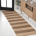 JONATHAN Y Jayden Woven Jute Stripe Natural/Brown Runner Rug, 2x8, Rustic, Farmhouse, Traditional, Lodge, Easy-Cleaning for Living Room, Bedroom, Kitchen, Non-Shedding (NRF202A-28)