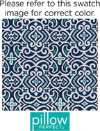 Pillow Perfect Damask Indoor/Outdoor Chair Seat Cushion, Tufted, Weather, and Fade Resistant, 19" x 19", Blue/White New Damask, 2 Count