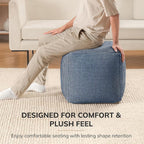 Anji Mountain Pouf Ottoman Foot Rest, Handmade Ottoman Pouf, Comfortable Foot Stool, Decorative Floor Seating for Living Room Decor, Bedroom & Home Décor Accent - Sailor Blue