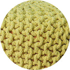 Luxurious Round Nautral Hand Knit Pouf Floor Ottoman 100% Cotton Braid Cord Wooden Foot Stool (Yellow, 20" x 20" x 20")
