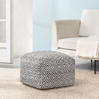 Anji Mountain Pouf Ottoman Foot Rest, Handmade Ottoman Pouf, Comfortable Foot Stool, Decorative Floor Seating for Living Room Decor, Bedroom & Home Décor Accent - Charcoal