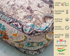 Mandala Life ART Boho Floor Cushion Cover Gray Square Moroccan Pouf Ottoman Pillow for Meditation Yoga and Boho Chic Low Seating Area Cotton 24x8 Unstuffed