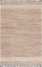 SAFAVIEH Cape Cod Collection Area Rug - 5' x 8', Beige, Handmade Denim & Jute, Ideal for The Living Room, Dining, Bedroom (CAP153B)