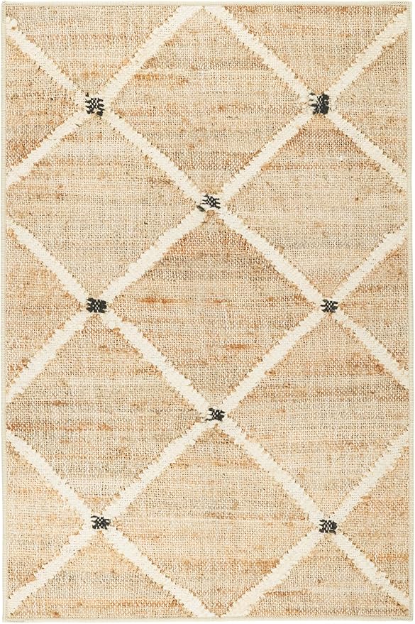 Dash and Albert Kali, Natural, 8'6" x 11'6", Diamond, Soft and Cozy, High Traffic, Lightweight, Anti-Slip, Durable, Machine Washable Area Rug for Bedroom, Living Room, Dining, Den, Foyer, Entryway