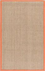 SAFAVIEH Area Rug 5x8 - Natural Fiber Collection - Natural & Rust, Seagrass, Basketweave Pattern with Border (NF114Y)