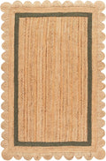 SAFAVIEH 6x9 Area Rug - Natural Fiber Collection - Natural & Olive, Handmade Jute, Ideal for Living Room, Bedroom, Dining Space (NF896X)