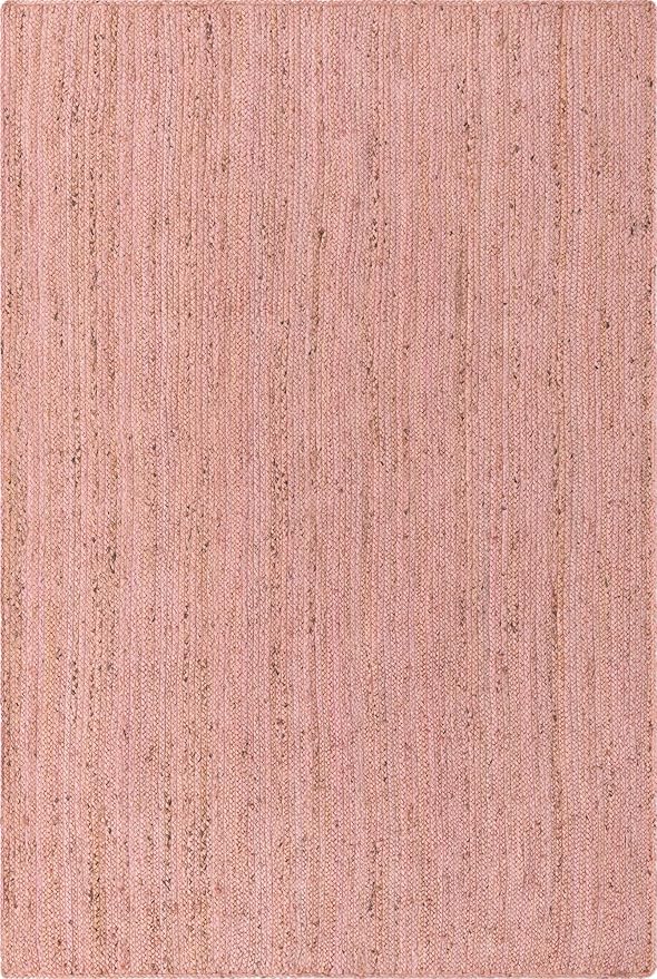 Unique Loom Braided Jute Collection Area Rug - Dhaka (6' 1" x 9' Rectangle, Light Pink)