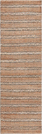 SAFAVIEH Natural Fiber Collection Runner Rug - 2'3" x 8', Olive & Natural, Handmade Flat Weave Stripe Jute & Cotton Jute, Ideal for High Traffic Areas in Living Room, Bedroom (NFB655X)
