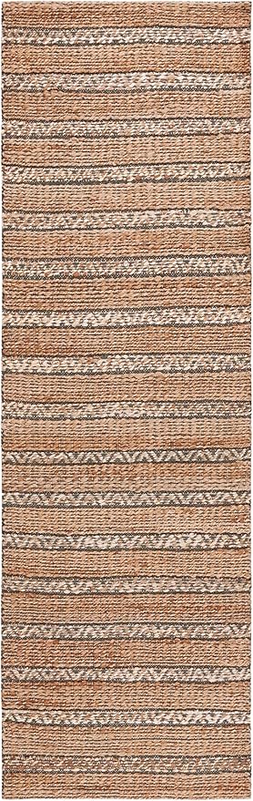 SAFAVIEH Natural Fiber Collection Runner Rug - 2'3" x 8', Olive & Natural, Handmade Flat Weave Stripe Jute & Cotton Jute, Ideal for High Traffic Areas in Living Room, Bedroom (NFB655X)