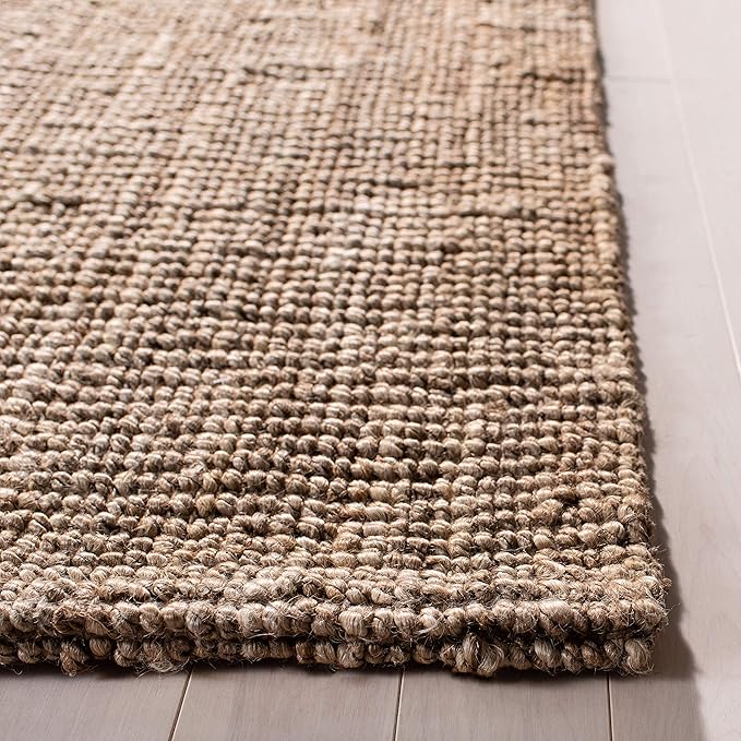 SAFAVIEH Area Rug 8x10 - Natural Fiber Collection - Large - Grey, Handmade Jute, Farmhouse Country Boho Rustic Design, Ideal for Living Room, Bedroom, Dining Space (NF808F)
