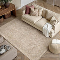 Brown 3x5 Area Rug Entryway Washable Vintage Carpet Office Small Indoor Non Slip Soft Low Pile Thin Stain Resistant Distressed Accent Throw Rug for Entrance Bedroom Dining Living Room