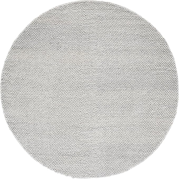 SAFAVIEH Natura Collection Area Rug - 6' Round, Silver, Handmade Wool Blend, Textured Design, Ideal for Living Room, Bedroom, Dining Space (NAT425G)