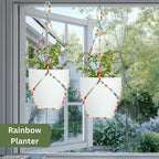 2 Pack Macrame Plant Hanger (for 8" Pot), Glass Beaded Plant Hangers Indoor Outdoor | Colorful Hanging Planters, Hanging Plants Holders | No Pot/Plants Included (2PK, for up to 8")