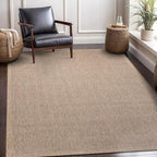 CAMILSON Easy Jute Rug 8x10, Indoor Outdoor Natural Color Fiber Area Rugs for Living Room and Patio Rug Herringbone Seagrass Boho Woven Design Easy-Cleaning Washable Outside Carpet Alfombras 8 x 10