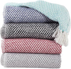 DII 100% Cotton Basket Weave Throw for Indoor/Outdoor Use Camping Bbq's Beaches Everyday Blanket, 50 x 60, Woven Stripe