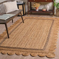 SAFAVIEH Area Rug 5x8 - Natural Fiber Collection - Natural & Grey, Handmade Jute, Ideal for Living Room, Bedroom, Dining Space (NF896F)