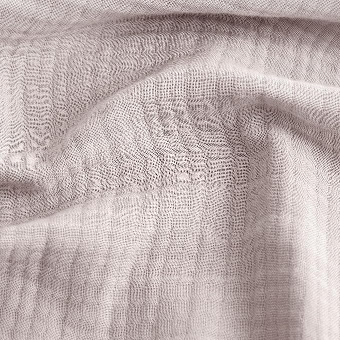 FOSSA Muslin Blanket with Fringe - 4-Layer 100% Cotton Gauze Super Soft & Breathable Throw -Lightweight Decorative Cooling Blanket for Bed, Sofa, Office (Greyish Pink, King (104" × 90"))